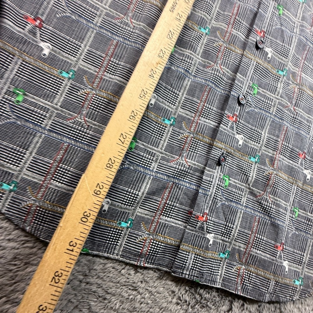 Bugatchi Mens XL Button Up Shirt Classic Fit Plaid Print Long Sleeve Cotton - Picture 5 of 7